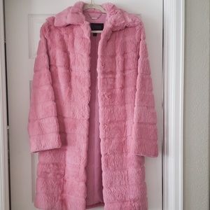 Nwot-genuine rabbit fur- true pink coat size small